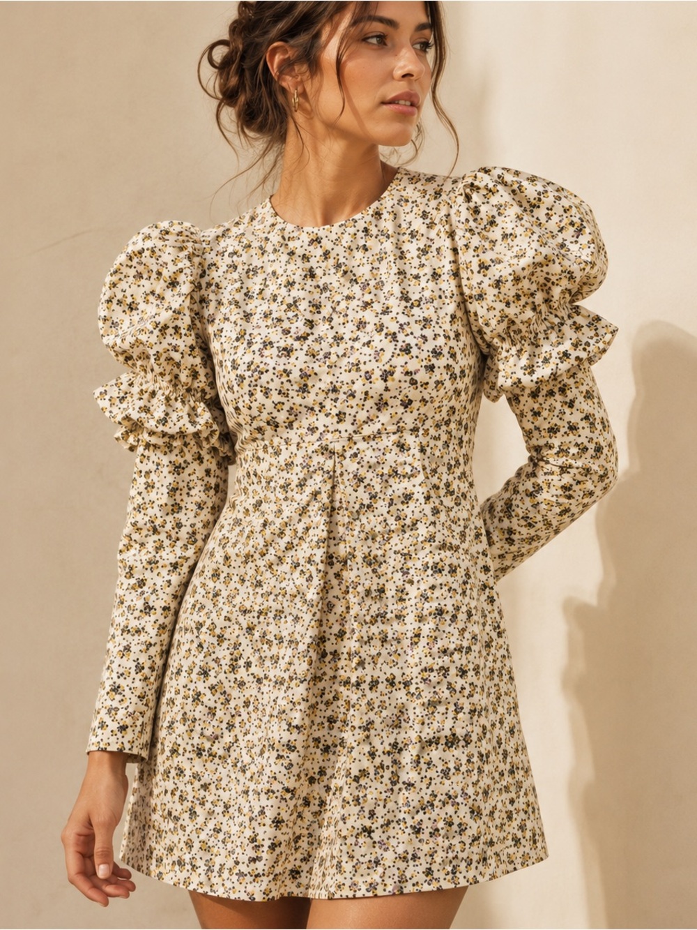 NWT Zadig & Voltaire Floral Puff Sleeve Mini Dress Cottagecore French Girl Small - Picture 9 of 9